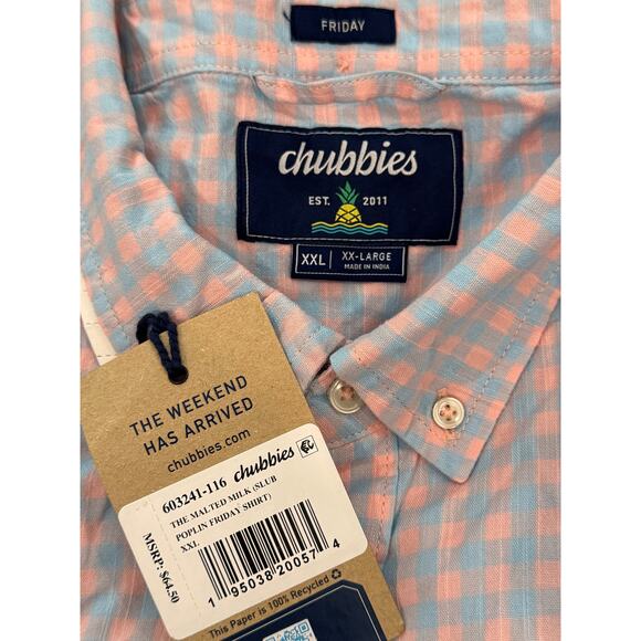 NEW CHUBBIES Men's The Malted Milk Slub Poplin Friday Button-Up Shirt Size 2XL - Picture 5 of 6